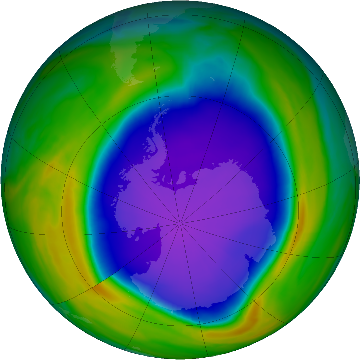 Antarctic ozone map for 06 October 2020